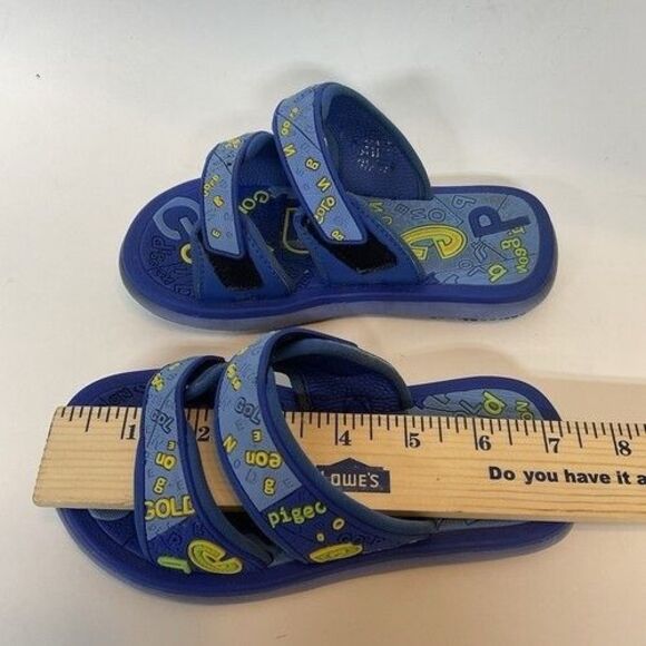 G.P Navy Blue Lightweight Slip On Slides Sandals Little Boys Size 28 - Picture 3 of 9